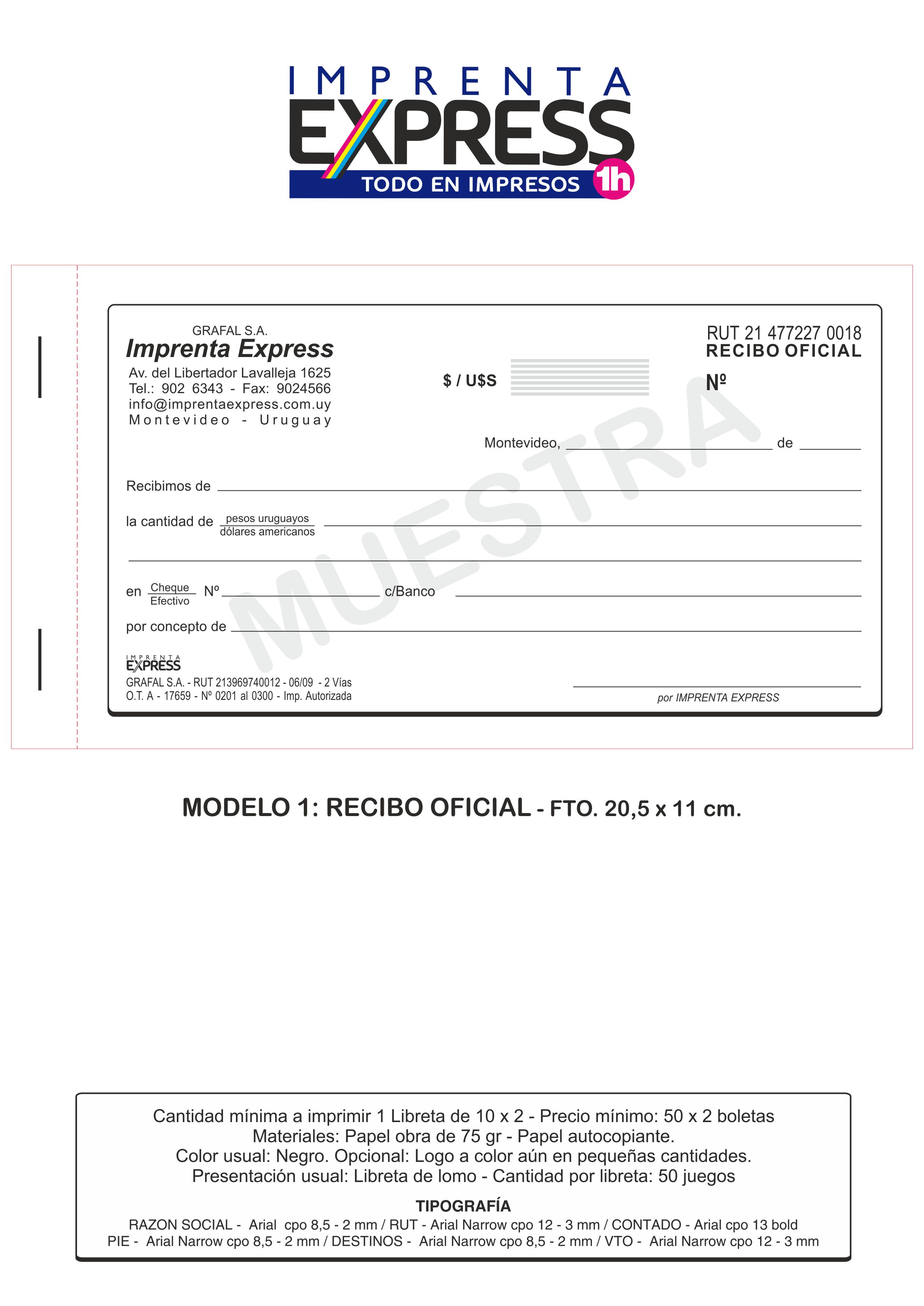 Recibos De Pago Modelos Recibos | Imprenta Express